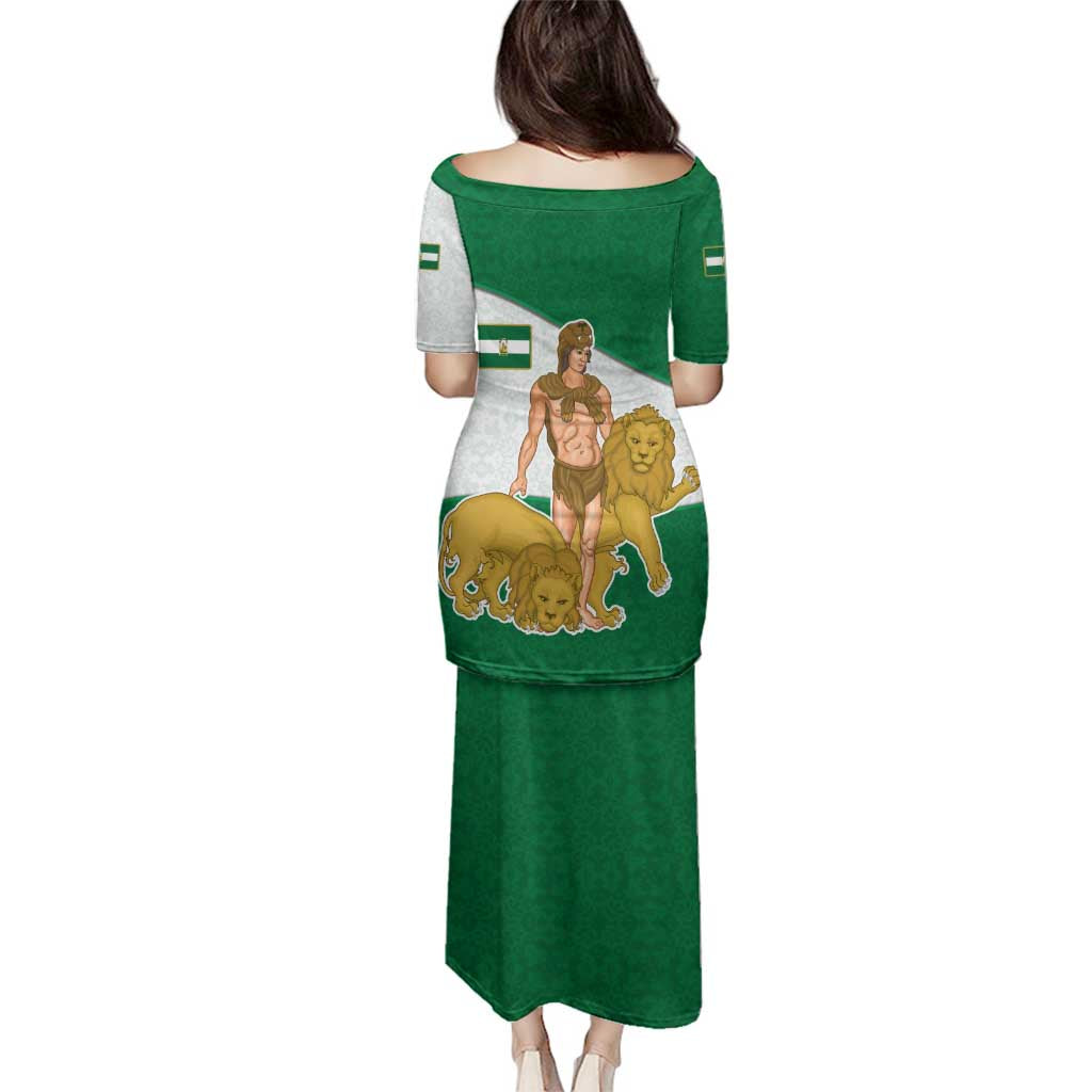 Andalusia Flag Family Matching Puletasi and Hawaiian Shirt Autonomous Community of Spain - Wonder Print Shop