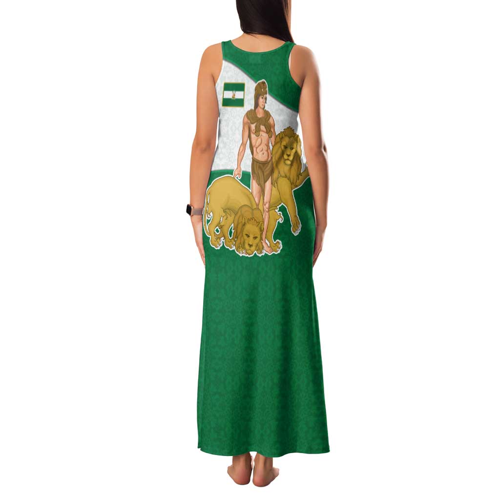 Andalusia Flag Family Matching Tank Maxi Dress and Hawaiian Shirt Autonomous Community of Spain - Wonder Print Shop