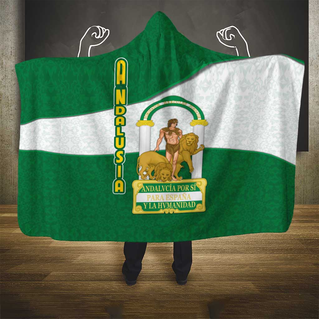 Andalusia Flag Hooded Blanket Autonomous Community of Spain - Wonder Print Shop