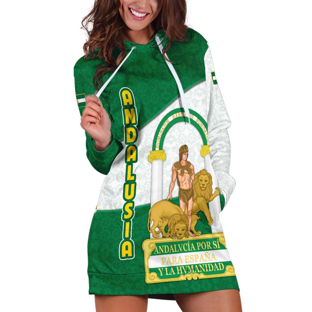 Andalusia Flag Hoodie Dress Autonomous Community of Spain - Wonder Print Shop