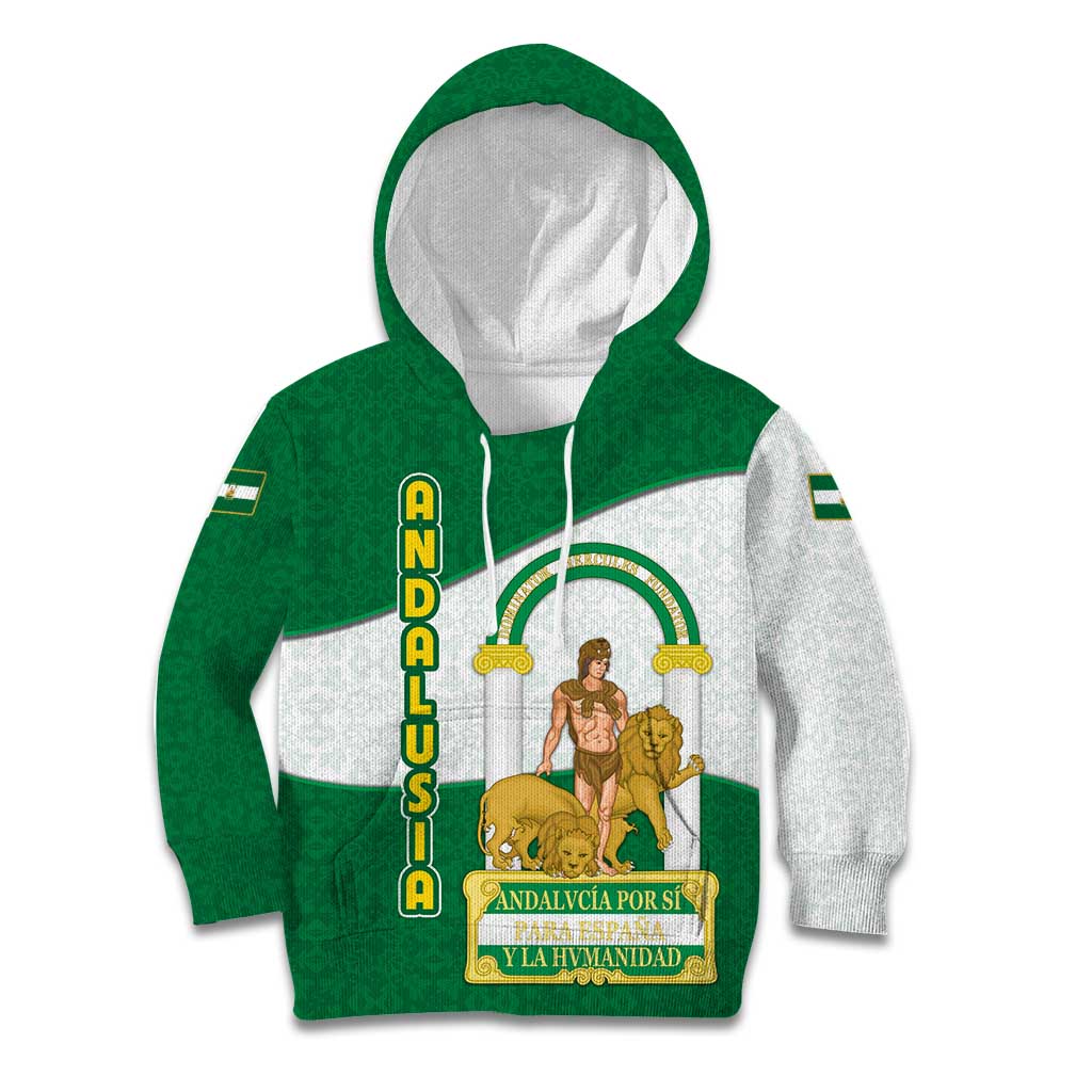 Andalusia Flag Kid Hoodie Autonomous Community of Spain - Wonder Print Shop