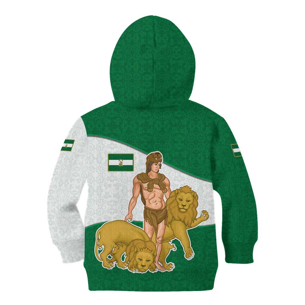Andalusia Flag Kid Hoodie Autonomous Community of Spain - Wonder Print Shop