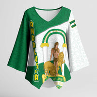Andalusia Flag Kimono Sleeve Blouse Autonomous Community of Spain - Wonder Print Shop