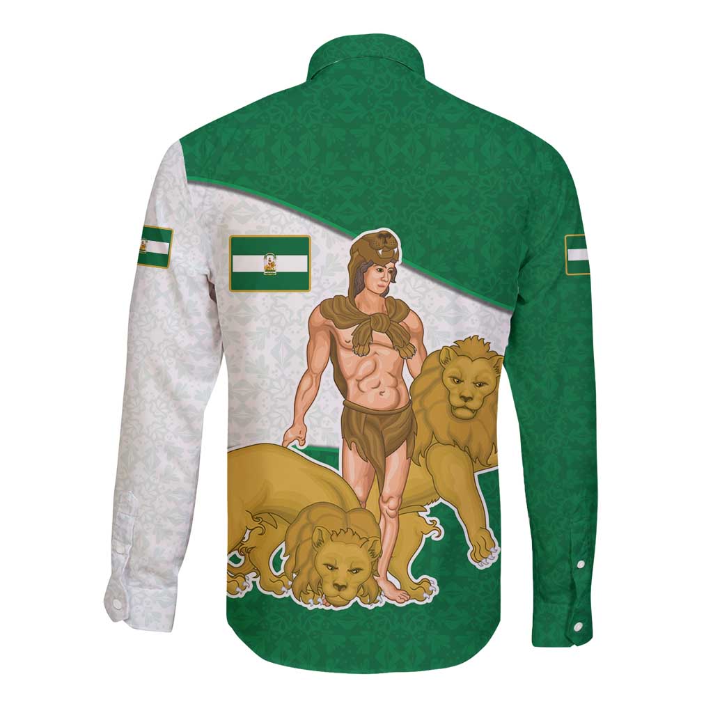 Andalusia Flag Long Sleeve Button Shirt Autonomous Community of Spain - Wonder Print Shop