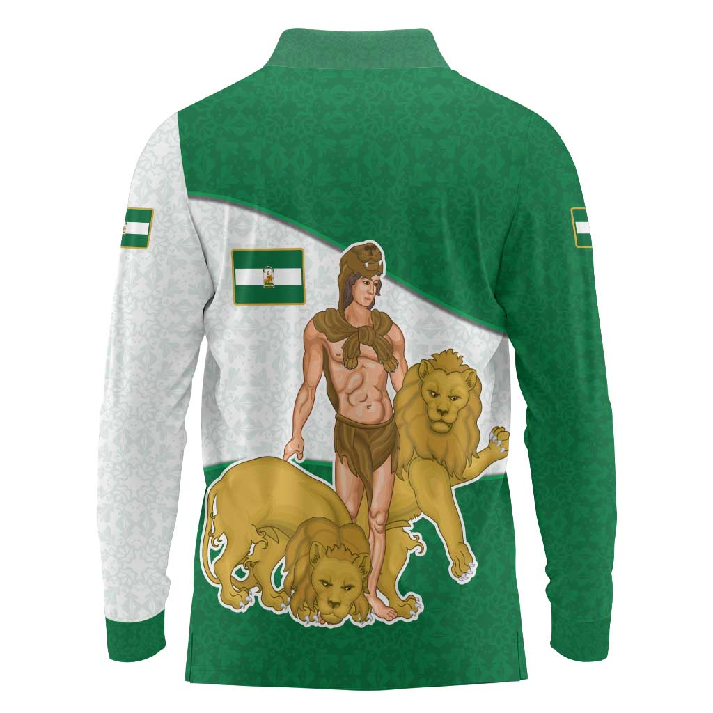 Andalusia Flag Long Sleeve Polo Shirt Autonomous Community of Spain - Wonder Print Shop