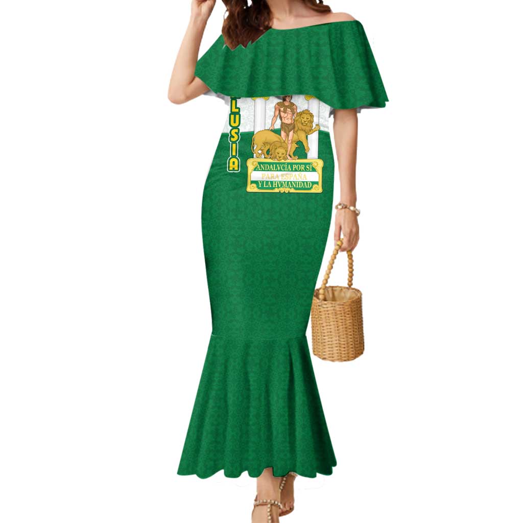 Andalusia Flag Mermaid Dress Autonomous Community of Spain - Wonder Print Shop