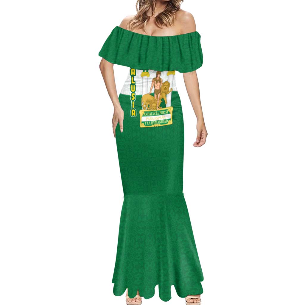 Andalusia Flag Mermaid Dress Autonomous Community of Spain - Wonder Print Shop