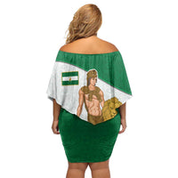 Andalusia Flag Off Shoulder Short Dress Autonomous Community of Spain - Wonder Print Shop