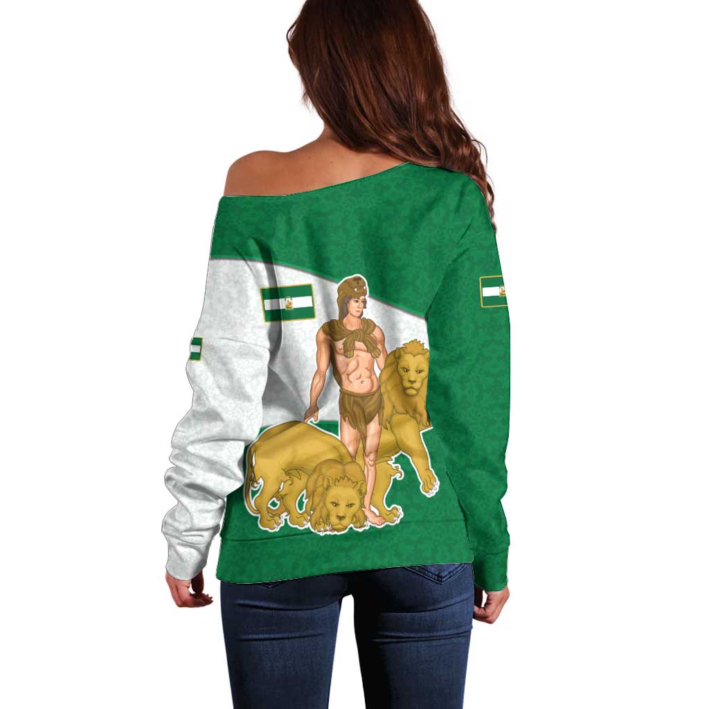 Andalusia Flag Off Shoulder Sweater Autonomous Community of Spain - Wonder Print Shop