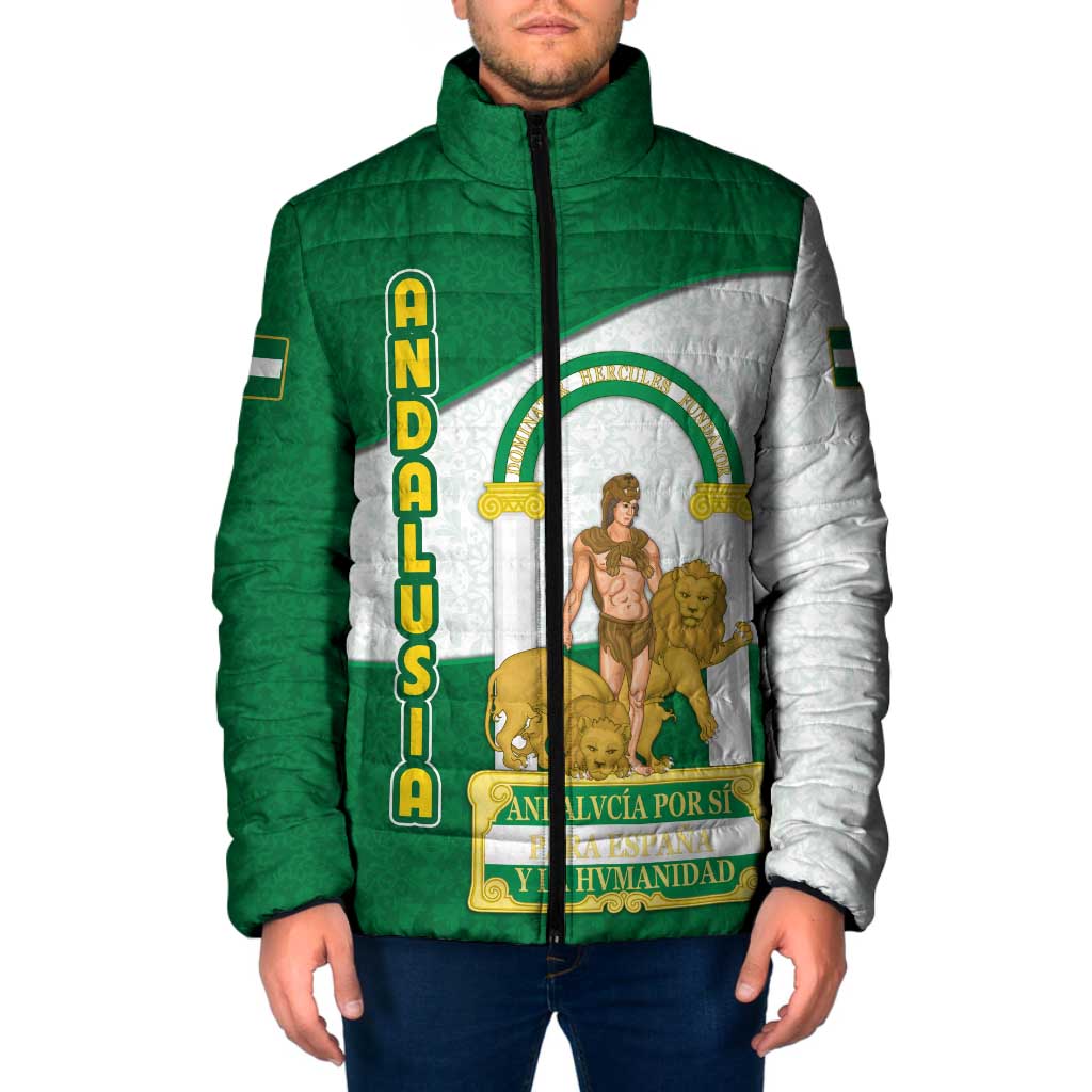 Andalusia Flag Padded Jacket Autonomous Community of Spain - Wonder Print Shop