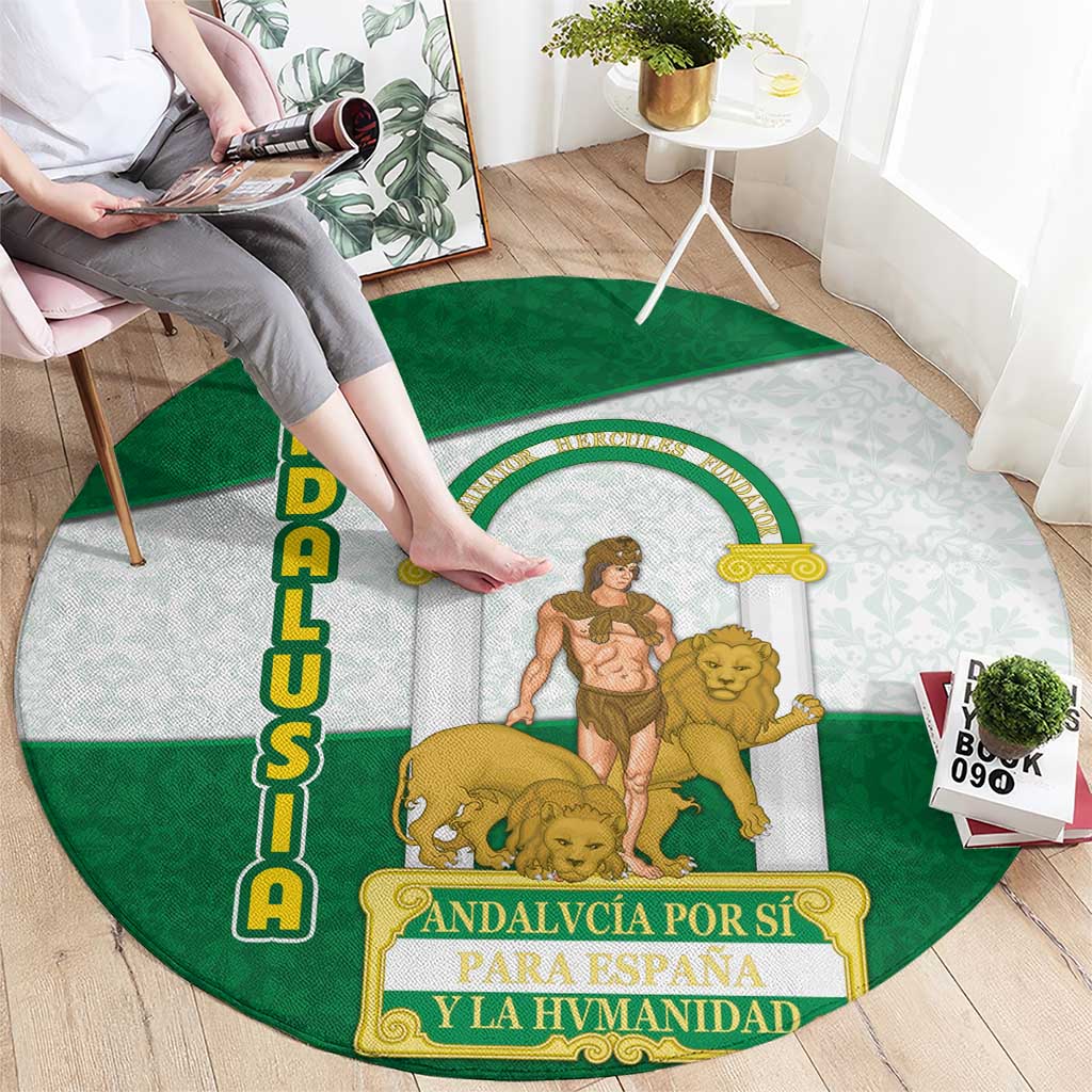 Andalusia Flag Round Carpet Autonomous Community of Spain - Wonder Print Shop