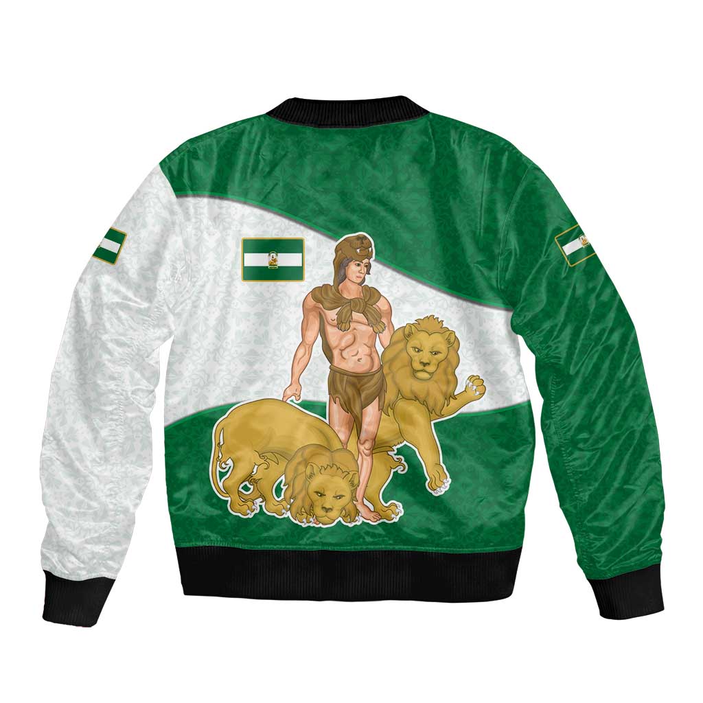 Andalusia Flag Sleeve Zip Bomber Jacket Autonomous Community of Spain - Wonder Print Shop