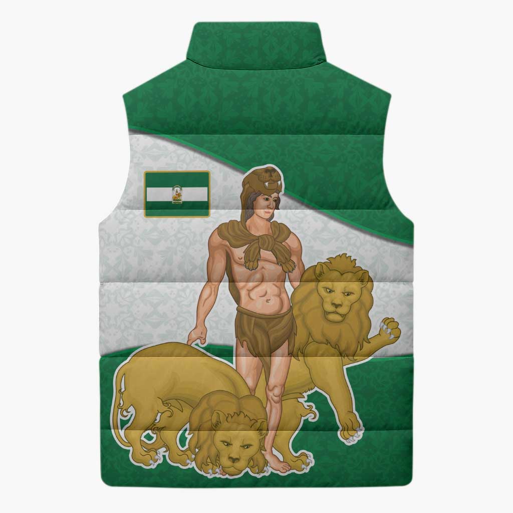 Andalusia Flag Sleeveless Puffer Jacket Autonomous Community of Spain - Wonder Print Shop