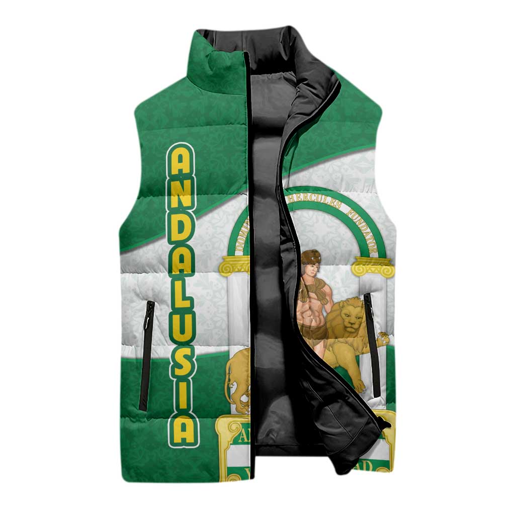 Andalusia Flag Sleeveless Puffer Jacket Autonomous Community of Spain - Wonder Print Shop