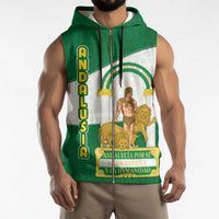 Andalusia Flag Sleeveless Zip Hoodie Autonomous Community of Spain - Wonder Print Shop
