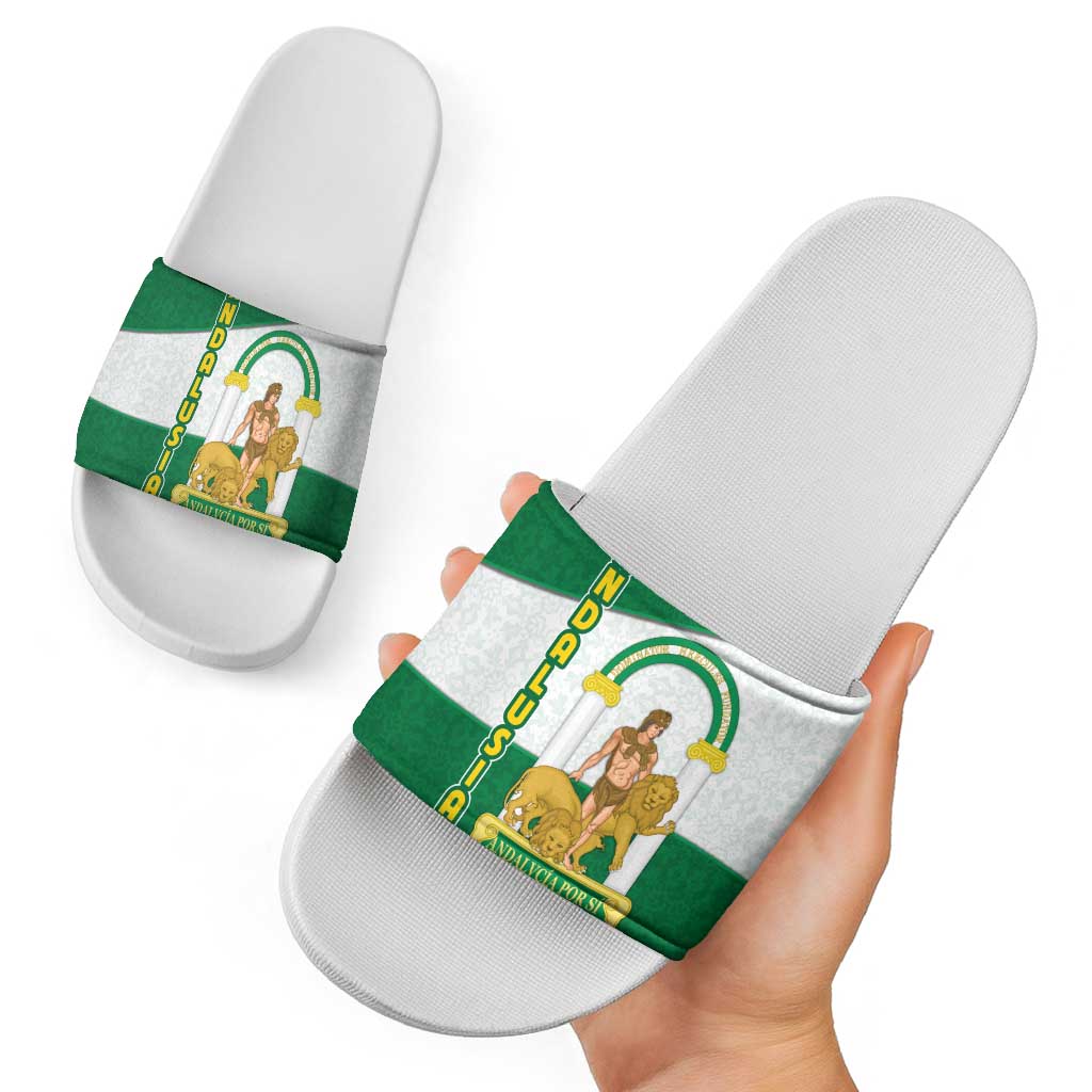 Andalusia Flag Slide Sandals Autonomous Community of Spain - Wonder Print Shop