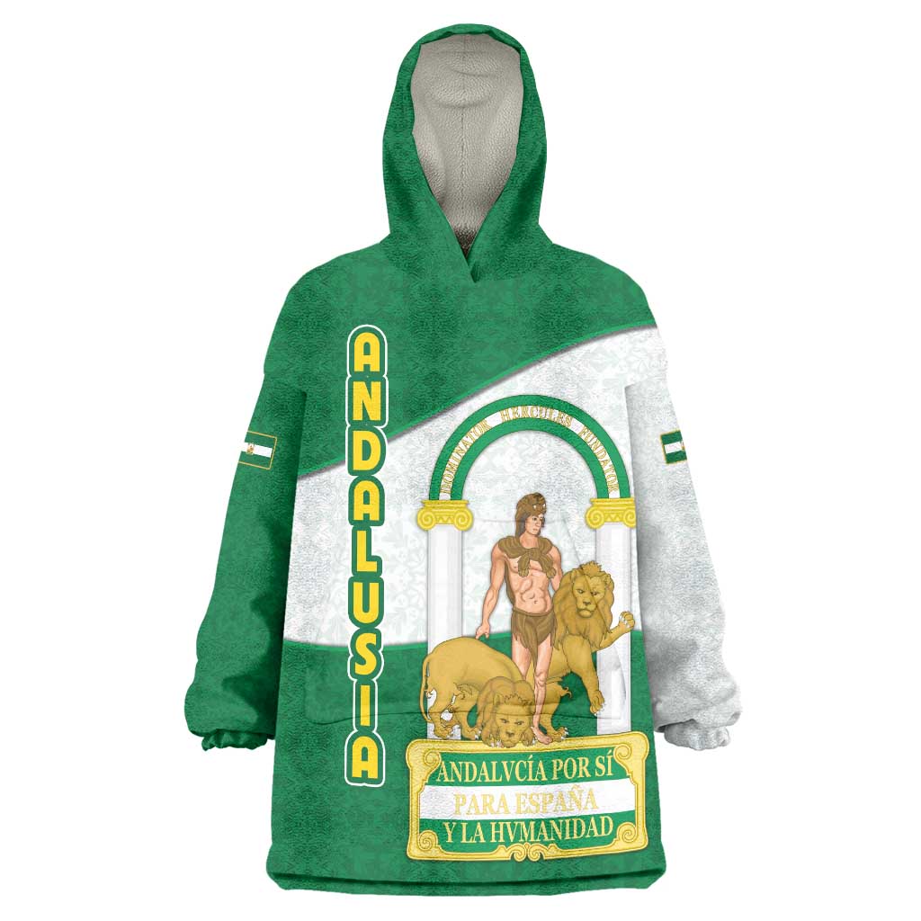 Andalusia Flag Wearable Blanket Hoodie Autonomous Community of Spain - Wonder Print Shop