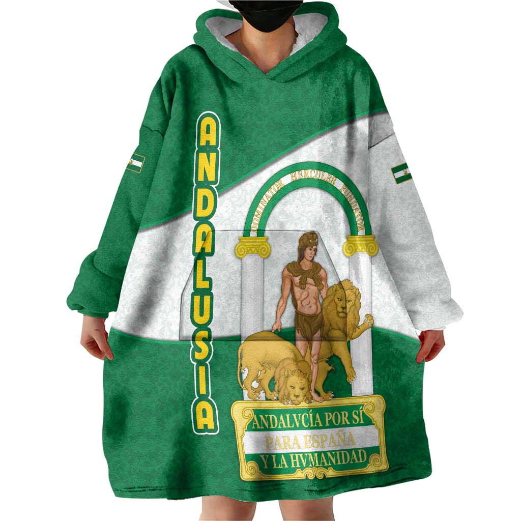 Andalusia Flag Wearable Blanket Hoodie Autonomous Community of Spain - Wonder Print Shop