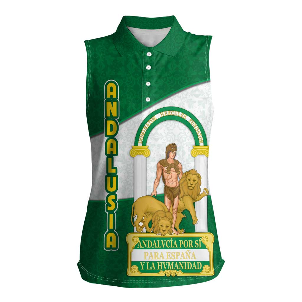 Andalusia Flag Women Sleeveless Polo Shirt Autonomous Community of Spain - Wonder Print Shop