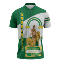 Andalusia Flag Zipper Polo Shirt Autonomous Community of Spain - Wonder Print Shop