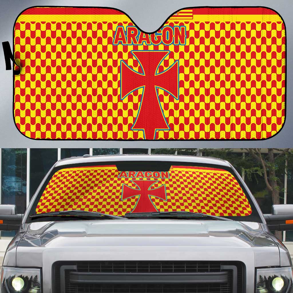 Aragon Flag Auto Sun Shade Autonomous Community of Spain - Wonder Print Shop