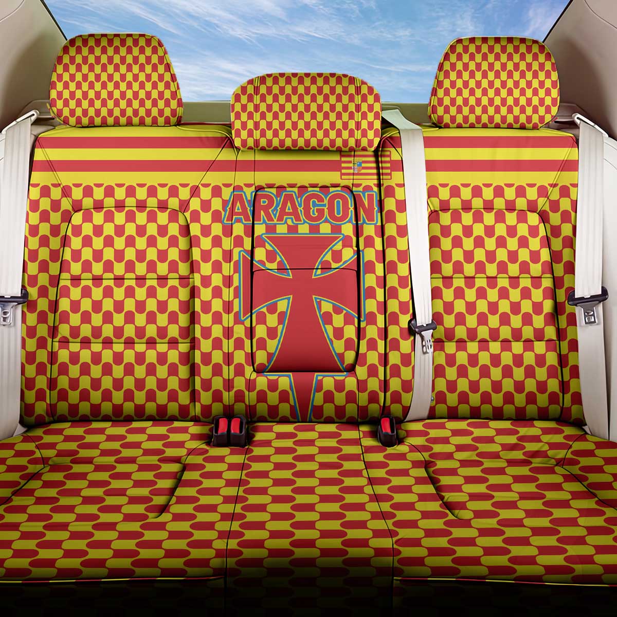 Aragon Flag Back Car Seat Cover Autonomous Community of Spain - Wonder Print Shop