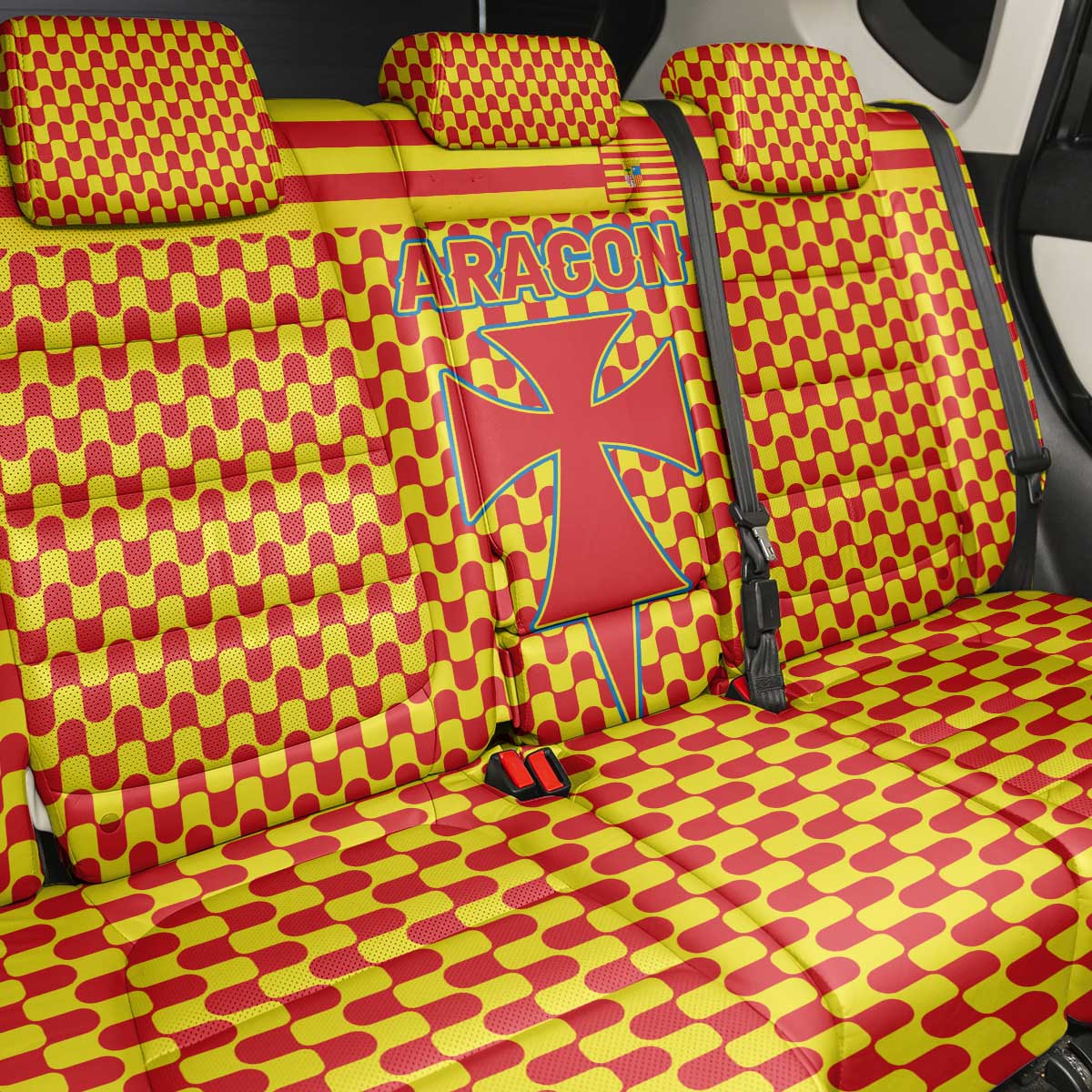 Aragon Flag Back Car Seat Cover Autonomous Community of Spain - Wonder Print Shop