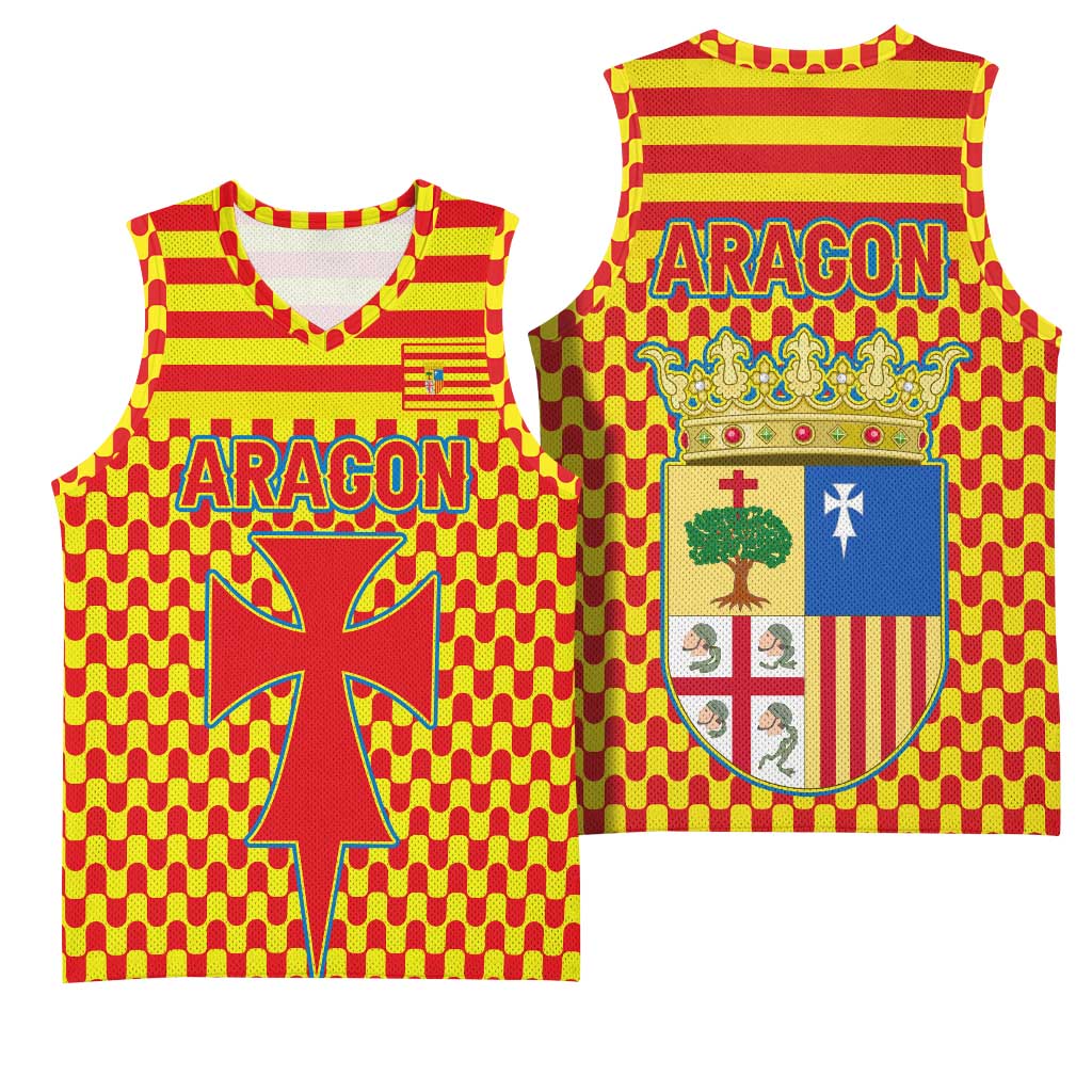 Aragon Flag Basketball Jersey Autonomous Community of Spain - Wonder Print Shop