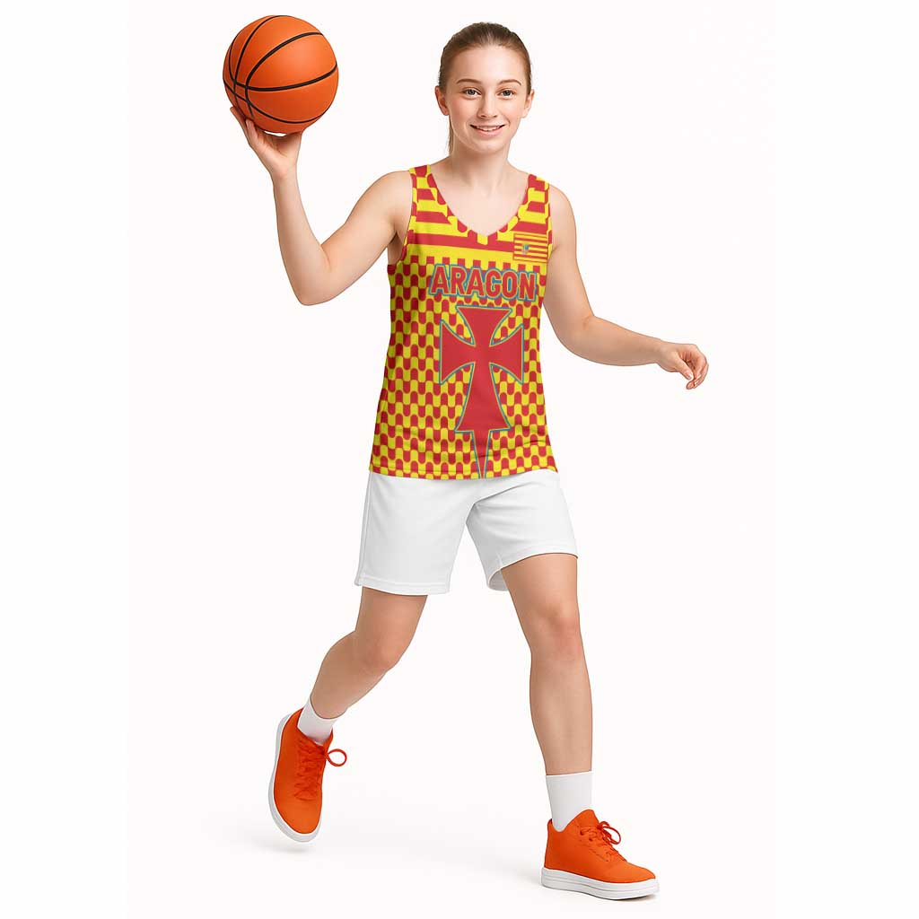 Aragon Flag Basketball Jersey Autonomous Community of Spain - Wonder Print Shop