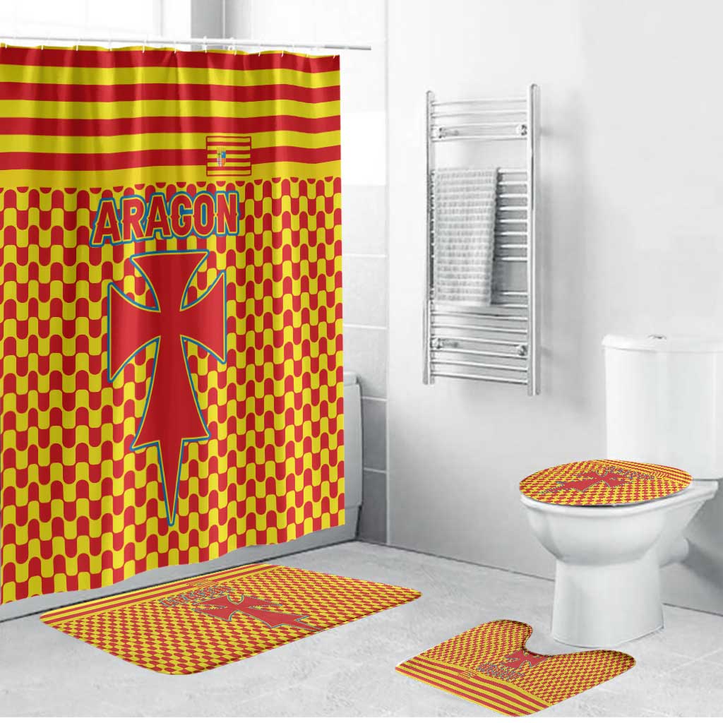 Aragon Flag Bathroom Set Autonomous Community of Spain - Wonder Print Shop