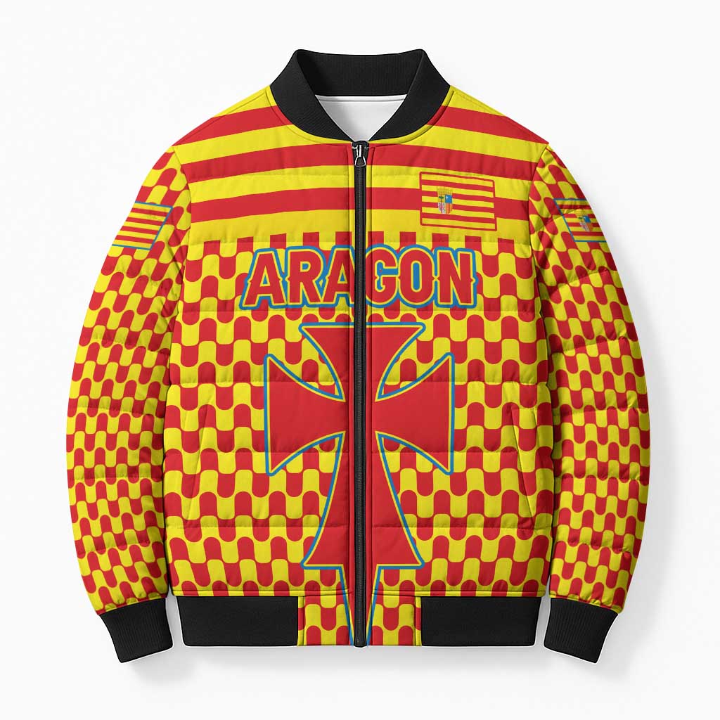 Aragon Flag Bomber Puffer Jacket Autonomous Community of Spain - Wonder Print Shop