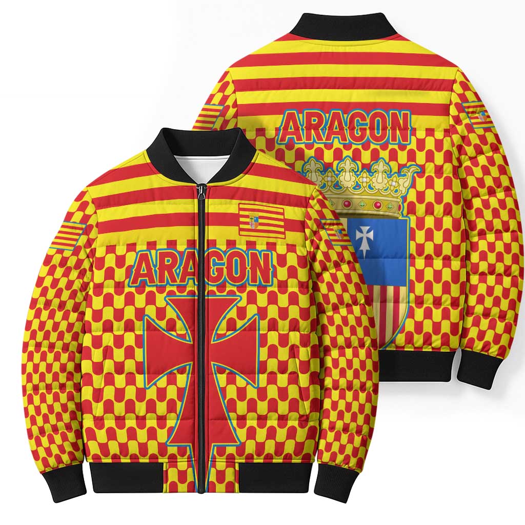 Aragon Flag Bomber Puffer Jacket Autonomous Community of Spain - Wonder Print Shop
