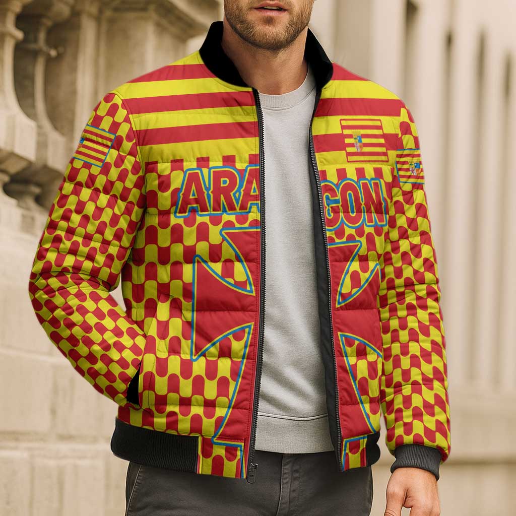 Aragon Flag Bomber Puffer Jacket Autonomous Community of Spain - Wonder Print Shop