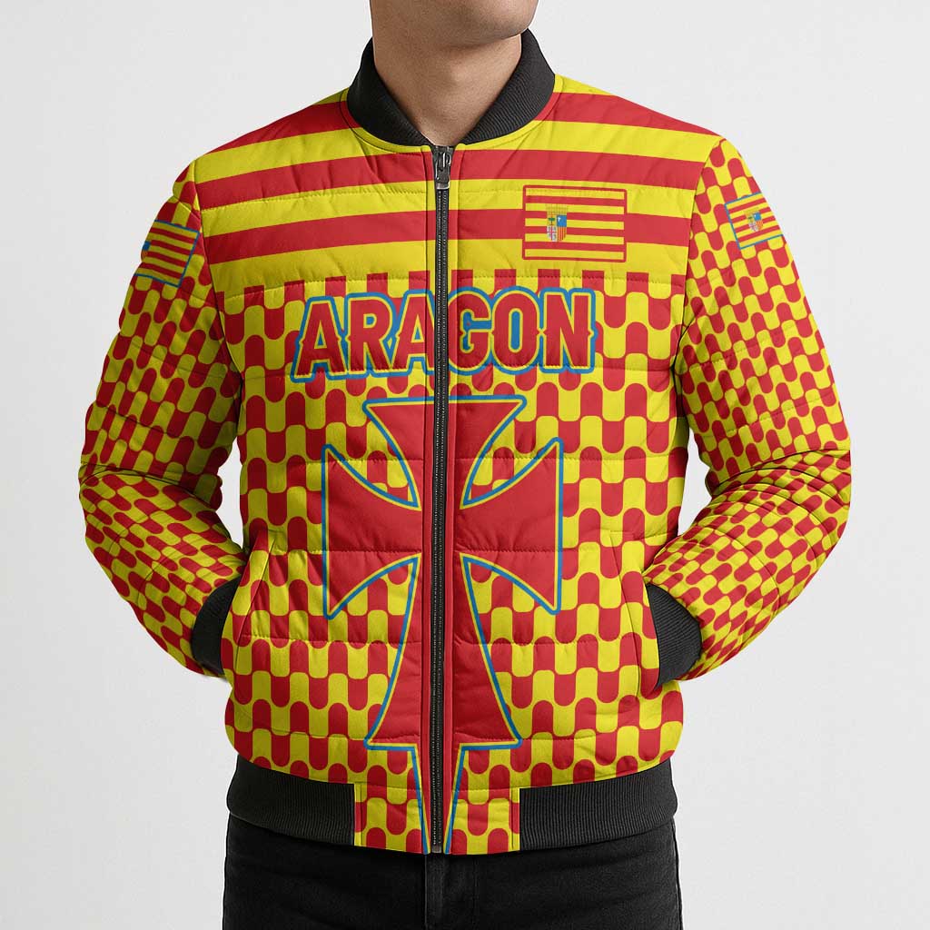 Aragon Flag Bomber Puffer Jacket Autonomous Community of Spain - Wonder Print Shop