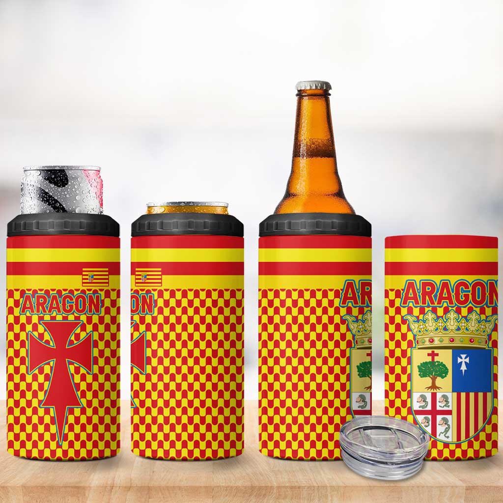 Aragon Flag 4 in 1 Can Cooler Tumbler Autonomous Community of Spain - Wonder Print Shop