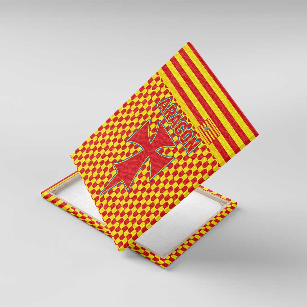 Aragon Flag Canvas Wall Art Autonomous Community of Spain - Wonder Print Shop