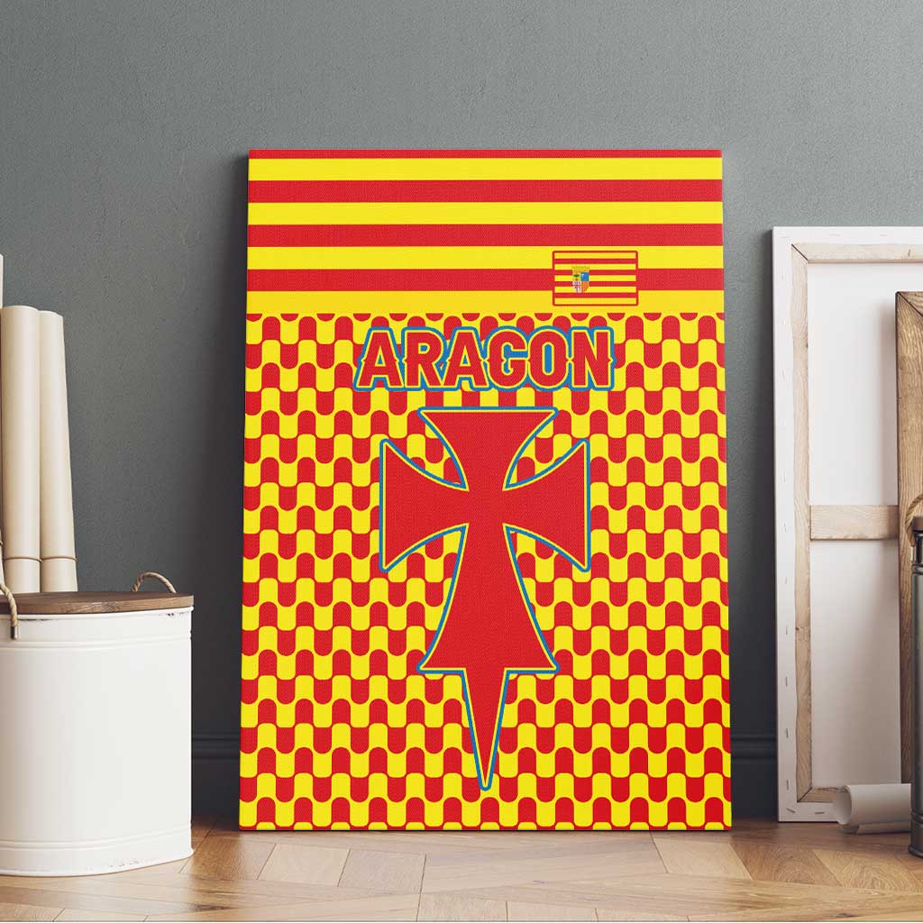 Aragon Flag Canvas Wall Art Autonomous Community of Spain - Wonder Print Shop