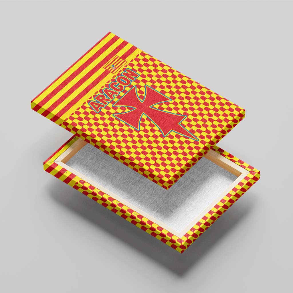 Aragon Flag Canvas Wall Art Autonomous Community of Spain - Wonder Print Shop