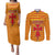 Aragon Flag Couples Matching Puletasi and Long Sleeve Button Shirt Autonomous Community of Spain - Wonder Print Shop