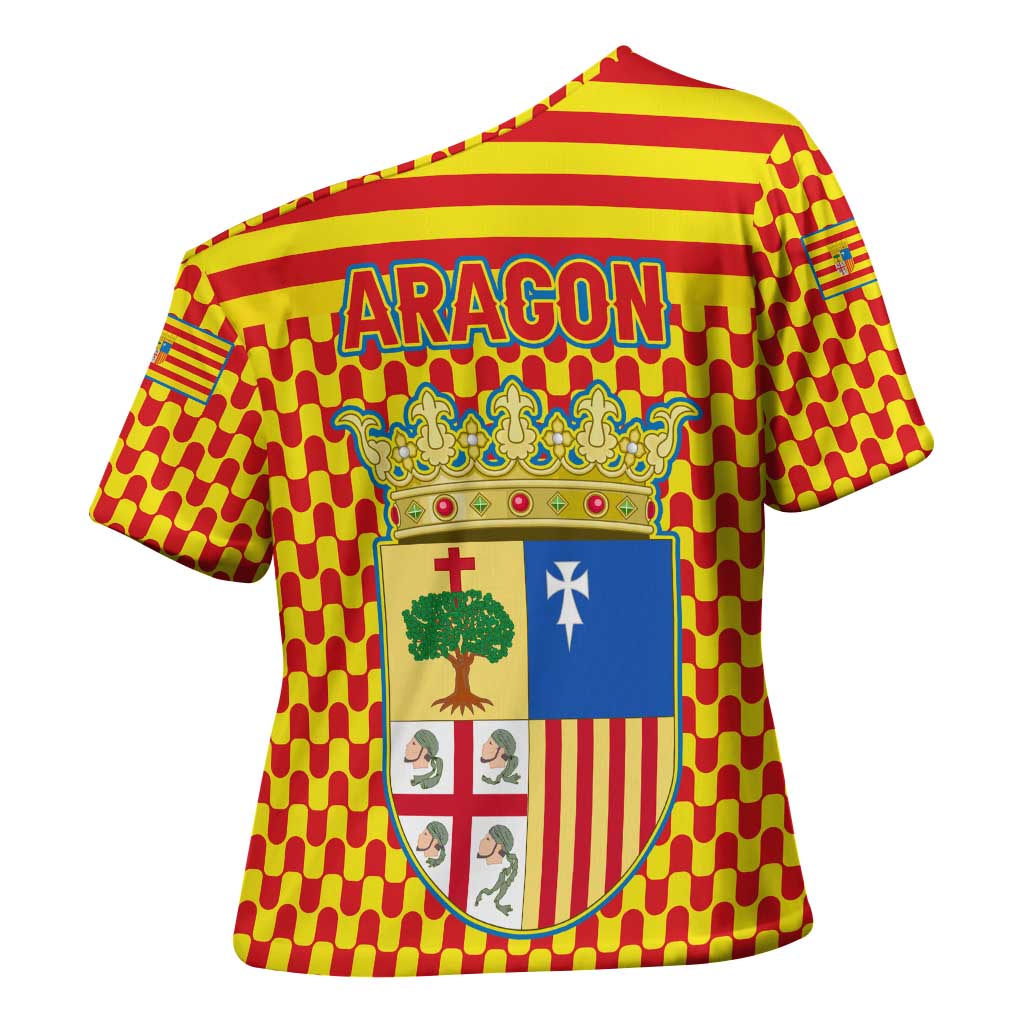 Aragon Flag Cross Shoulder Shirt Autonomous Community of Spain - Wonder Print Shop