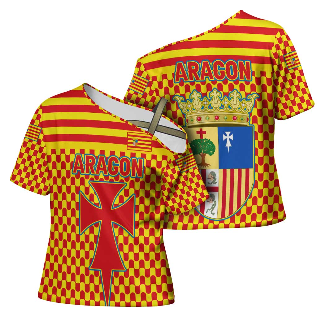 Aragon Flag Cross Shoulder Shirt Autonomous Community of Spain - Wonder Print Shop
