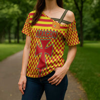Aragon Flag Cross Shoulder Shirt Autonomous Community of Spain - Wonder Print Shop