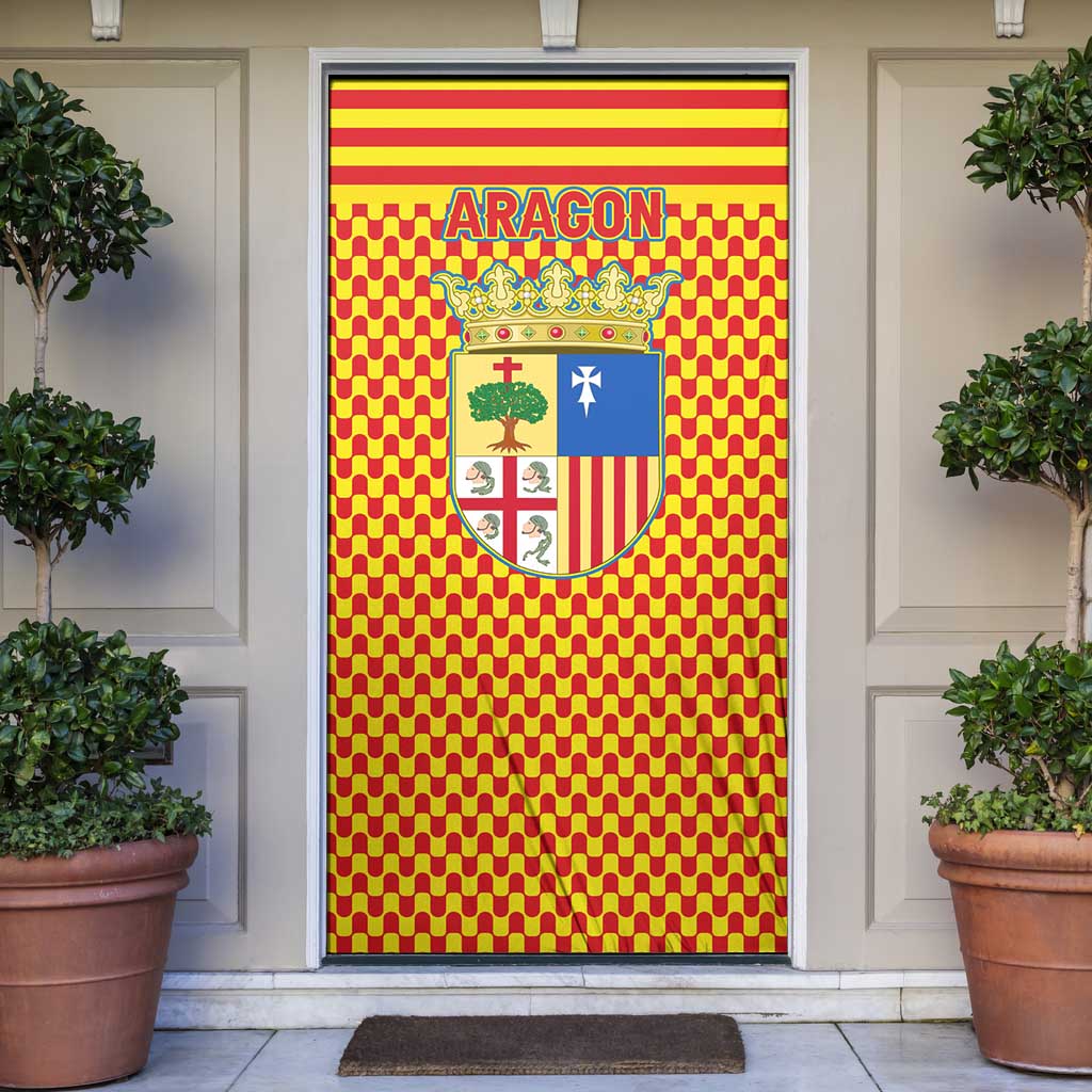 Aragon Flag Door Cover Autonomous Community of Spain - Wonder Print Shop