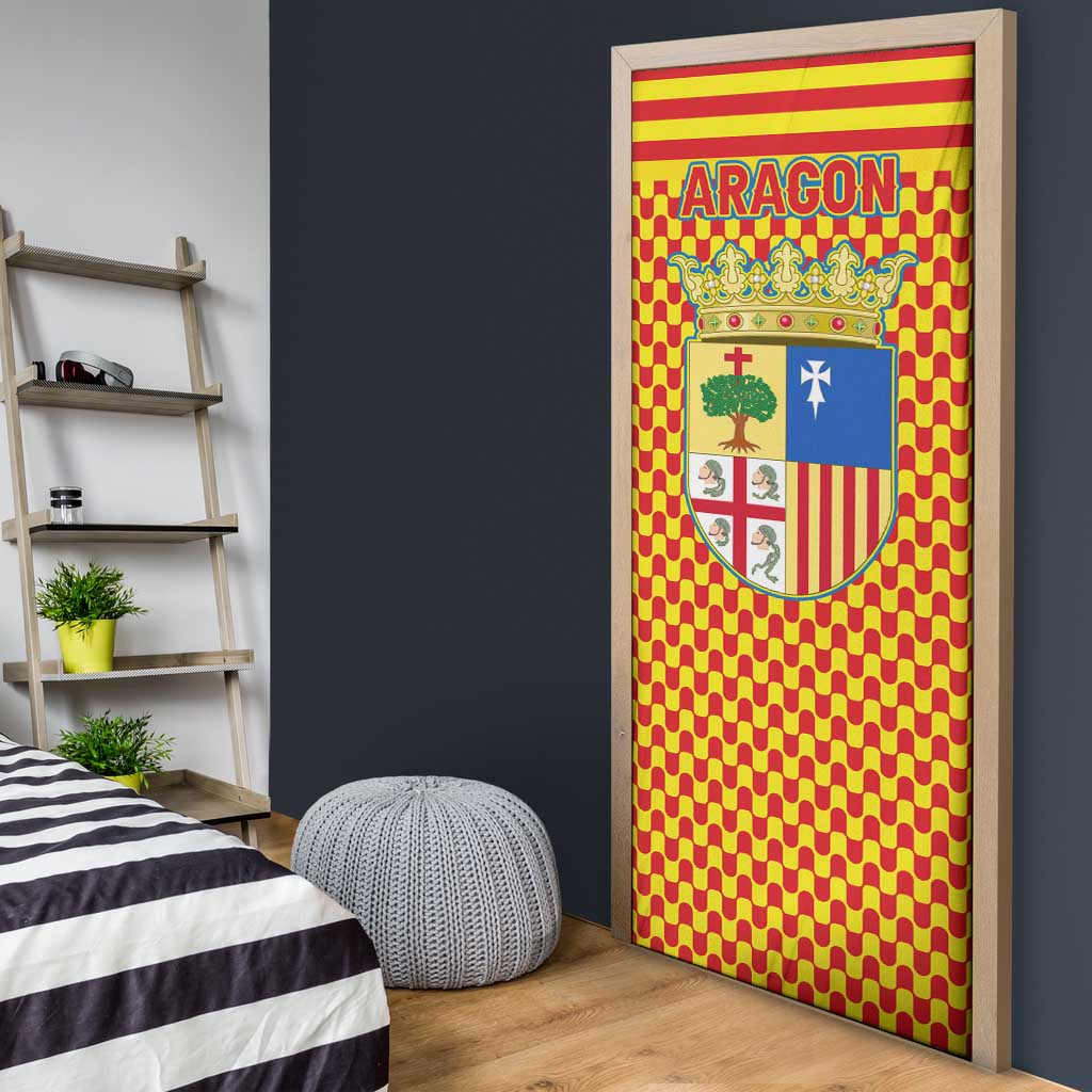 Aragon Flag Door Cover Autonomous Community of Spain - Wonder Print Shop