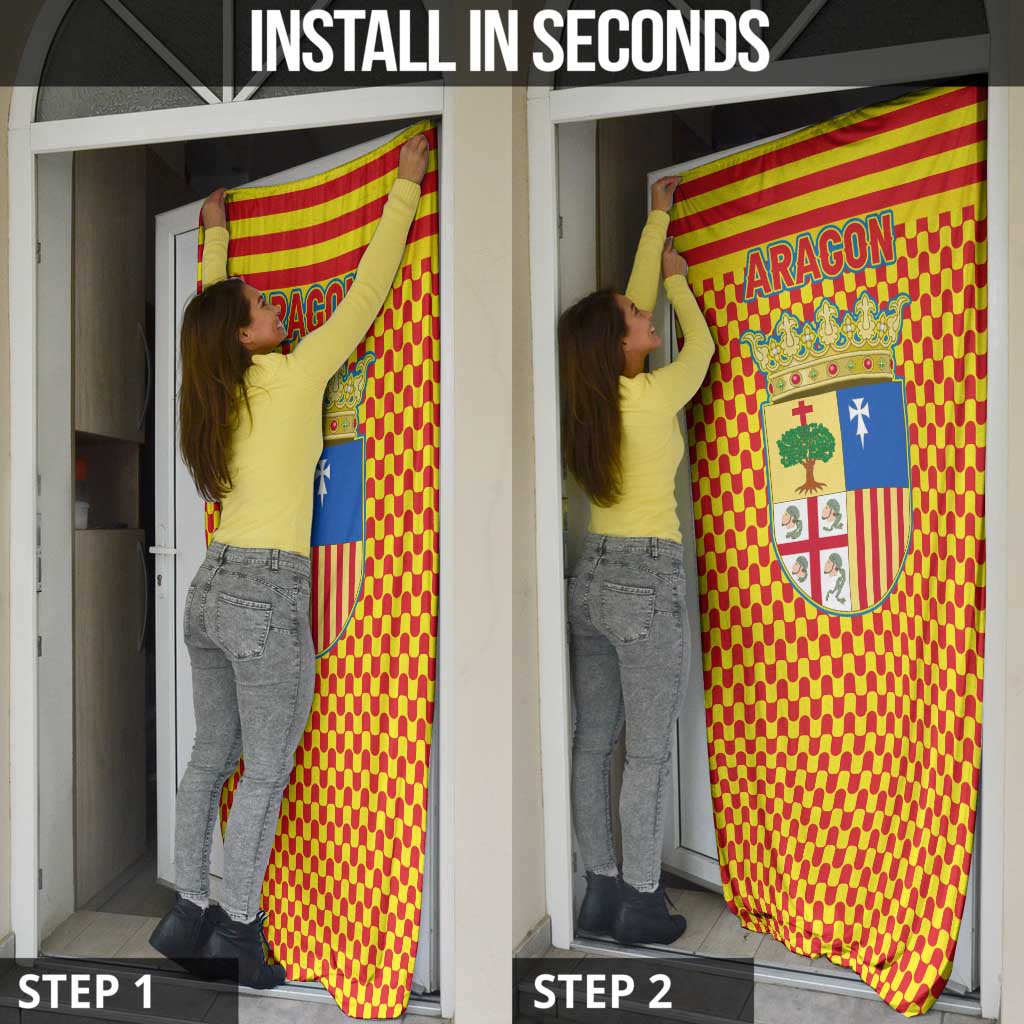 Aragon Flag Door Cover Autonomous Community of Spain - Wonder Print Shop