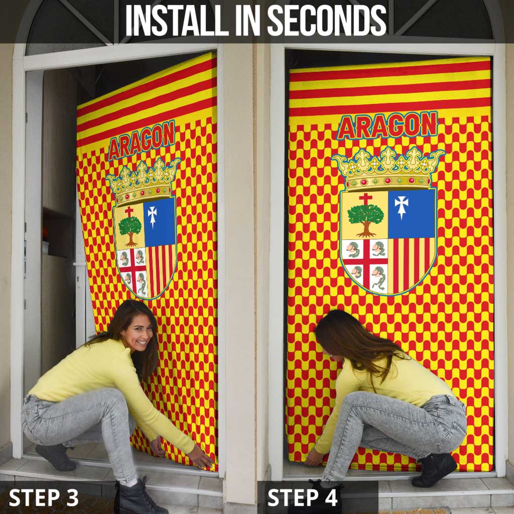 Aragon Flag Door Cover Autonomous Community of Spain - Wonder Print Shop