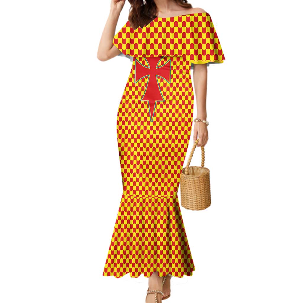 Aragon Flag Family Matching Mermaid Dress and Hawaiian Shirt Autonomous Community of Spain - Wonder Print Shop