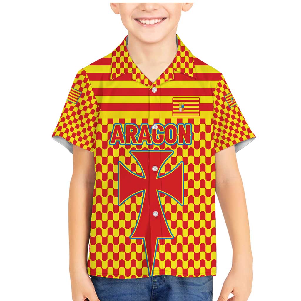 Aragon Flag Family Matching Mermaid Dress and Hawaiian Shirt Autonomous Community of Spain - Wonder Print Shop