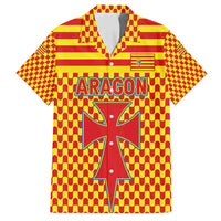 Aragon Flag Family Matching Off Shoulder Maxi Dress and Hawaiian Shirt Autonomous Community of Spain - Wonder Print Shop
