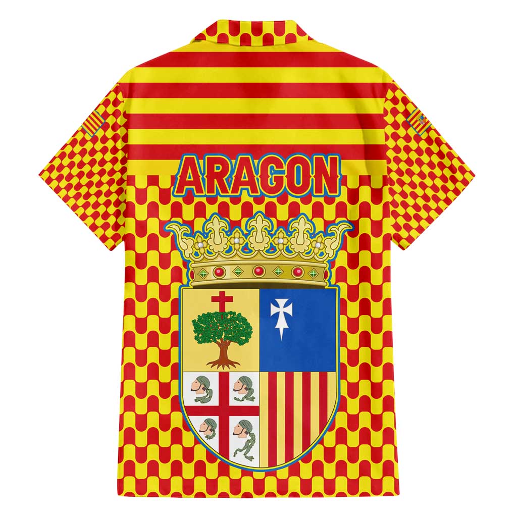Aragon Flag Family Matching Off Shoulder Maxi Dress and Hawaiian Shirt Autonomous Community of Spain - Wonder Print Shop